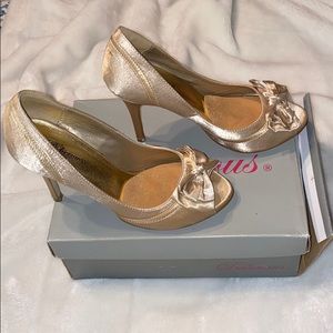 Gold/champagne Satin Heels